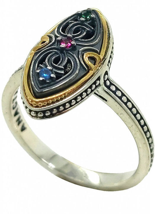 Ring with Zircon made of Silver Gold Plated