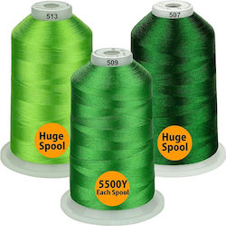 Embroidery Thread Set 3 Spools 5000 M Shades Green Embroidery Thread Set 3 Spools 5000 M Shades Green