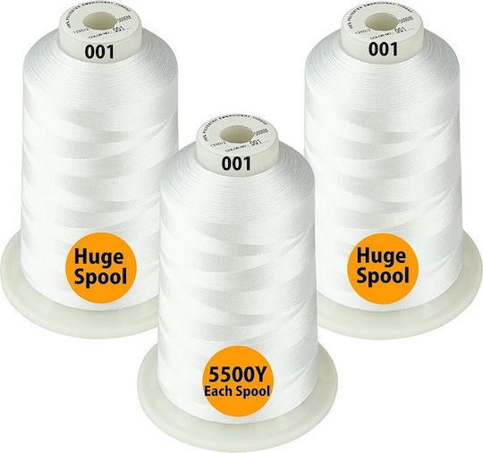 Set Fire De Broderie 3 Bobine 5000 M Culoare Albă