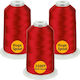 Embroidery Thread Set 3 Spools 5000 M Red Color