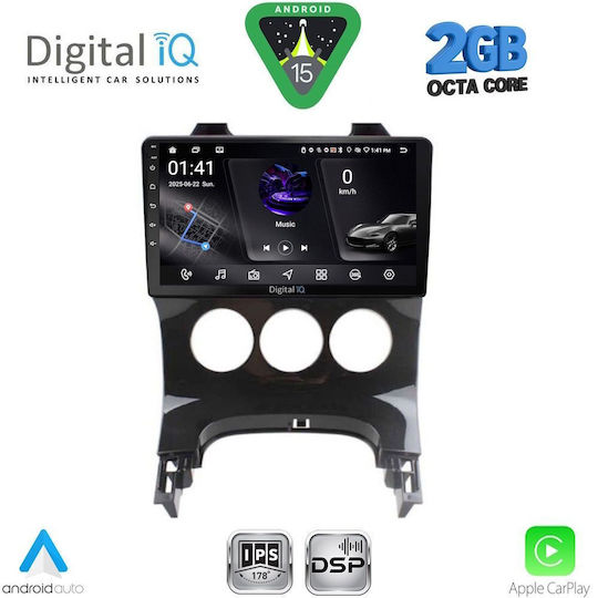 Digital IQ Ηχοσύστημα Αυτοκινήτου για Peugeot 3008 2008-2016 με A/C (Bluetooth/USB/AUX/WiFi/GPS/Apple-Carplay/Android-Auto) με Οθόνη Αφής 9"