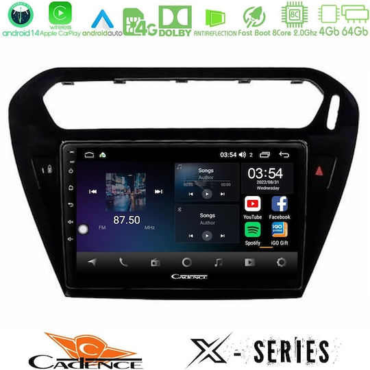 Cadence Car Audio System for Peugeot 301 Citroen C-Elysee 2012-2018 with Touch Screen 9" Bluetooth USB Wi-Fi GPS Apple CarPlay Android Auto