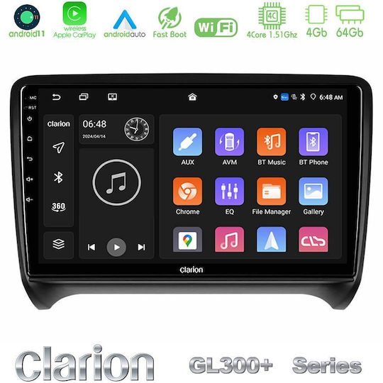 Clarion Car Audio System for Audi TT 2006-2013 (Bluetooth/USB/AUX/WiFi/GPS/Apple-Carplay/Android-Auto) with Touch Screen 9"