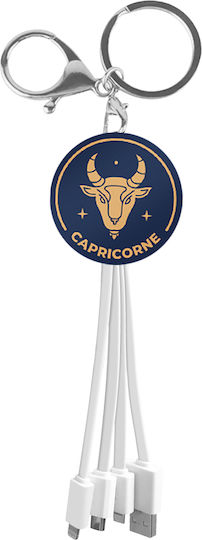 Yello Koko Кабел Usb 3 В 1 Micro-usb Usb-c Lightning Дизайн Capricorn Ключодържател Бял