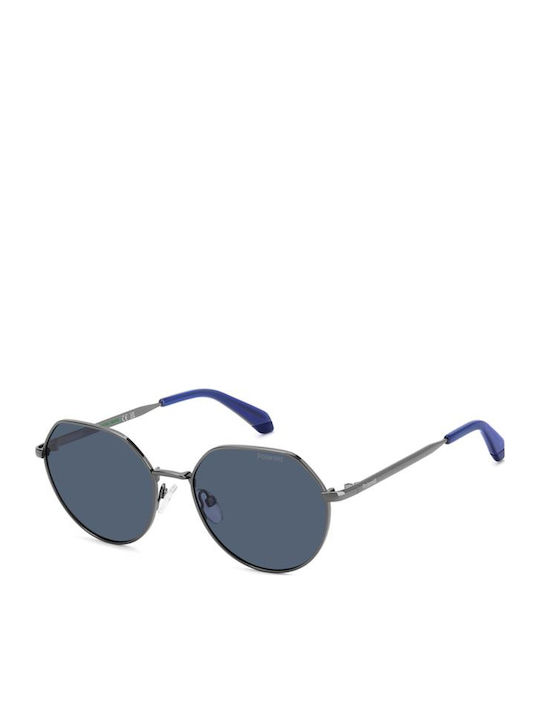 Polaroid Unisex Sonnenbrillen mit Schwarzem Rahmen und Silbernem Spiegel Gläsern PLD8074/S KJ1/C3