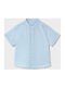 Kids Short-sleeved Linen Shirt Light Blue