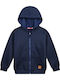 Kids Sweatshirt Cardigan Cotton with Hood Blue