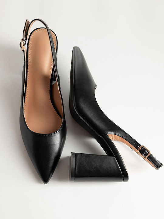Pumps mit Riemchen & Chunky hoher Absatz Schwarz