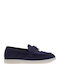 Leather Women's Loafers in Blue Color