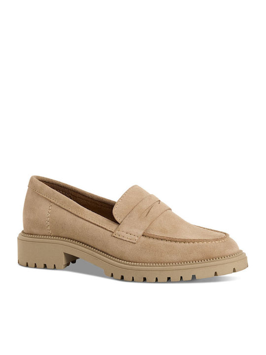 Tamaris Δερμάτινα Γυναικεία Loafers σε Μπεζ Χρώμα