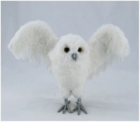 Weihnachtsfigur Weißes Stoff Eule 30,5x13x23,5cm