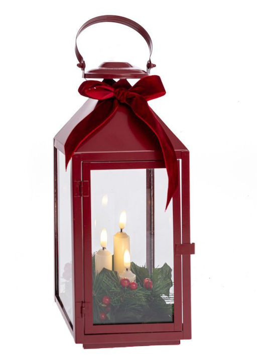 Iliadis Christmas Metallic Red Lantern 35x15cm