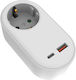 Eurolamp Πολύπριζο με 1 USB-A και 1 USB-C