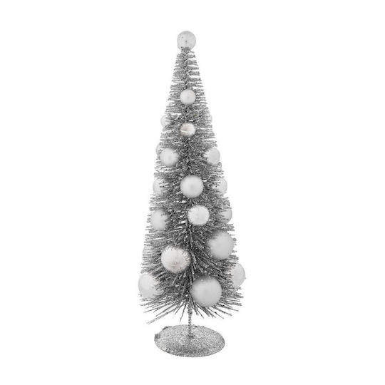 Silver Tree Silver Balls Glitter Silver Base 30cm