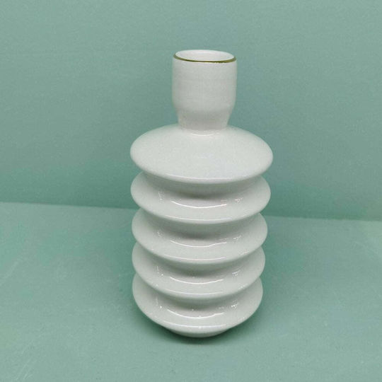Iliadis Декоративна Керамична Ваза Бяла 8x8xВ13.5cm