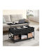 Rectangular Central Wooden Coffee Table with Lifting Mechanism Black 100x60x48cm