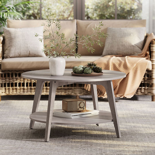 Round Central Coffee Table Wooden Gray W80xL80xH45cm