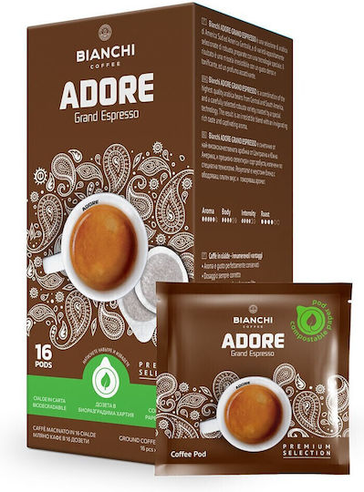 Bianchi Coffee Kaffee- und Getränkekapseln Espresso Adore Kompatibilität mit E.S.E. Pod 16 Stück
