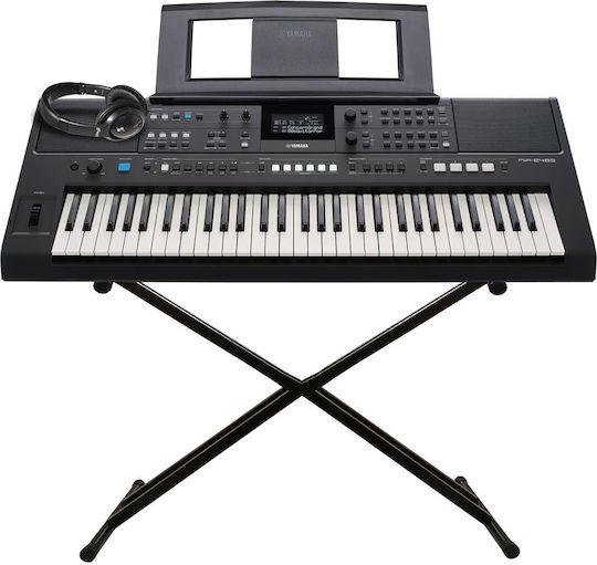Yamaha Ключова дума PSR-E483 с 61 Клавиши с Поставка и Слушалки Черен