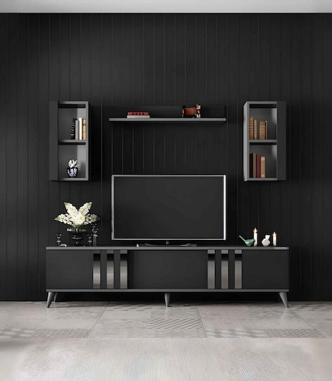 Moderner Luxuriöser TV-Tisch 4-teilig Schwarz 200 cm