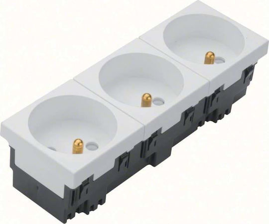 Hager Socket Triplu Mortice Πρίζα Ρεύματος Albă 1buc