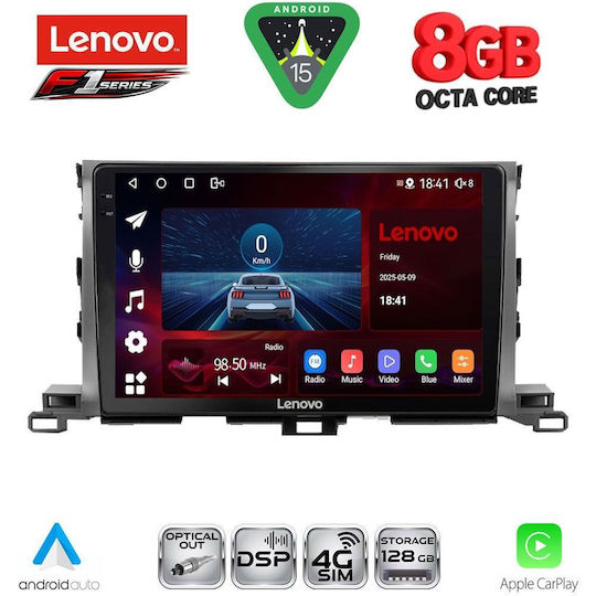 Lenovo Car Audio System for Toyota Highlander 2014-2019 (Bluetooth/USB/WiFi/GPS/Apple-Carplay/Android-Auto) with Touch Screen 10"