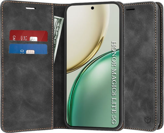 Wallet Δερματίνης / Δερμάτινο Μαύρο (Honor Magic8 Lite, SKYDDAR INNOVATION)