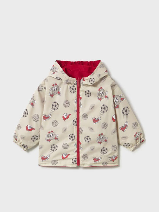 Kids Casual Waterproof Jacket with Hood Red