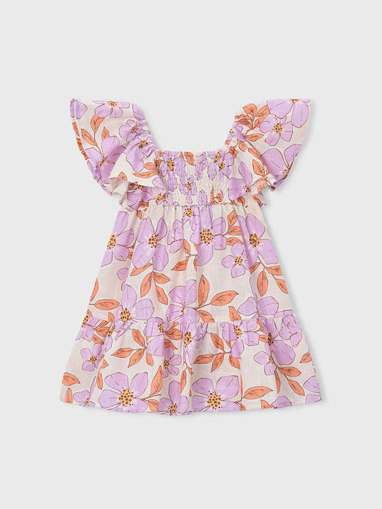 Mayoral Girls Dress Short Sleeve Floral Lilac