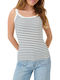 Damen Bluse mit Trägern Gestreift White