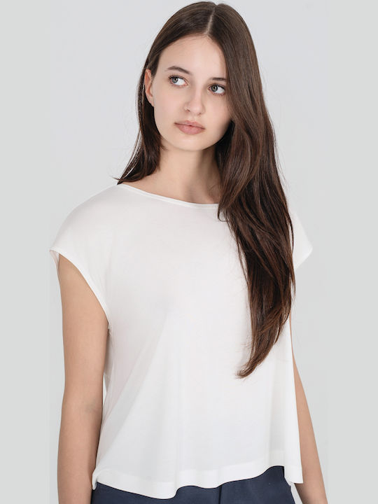 Γυναικείο Crop Top Κοντομάνικο Off White