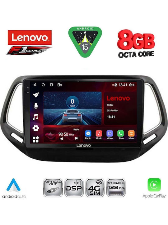 Lenovo Auto-Audiosystem für Jeep Kompass 2016-2021 (Bluetooth/USB/WiFi/GPS/Apple-Carplay/Android-Auto) mit Touchscreen 10"