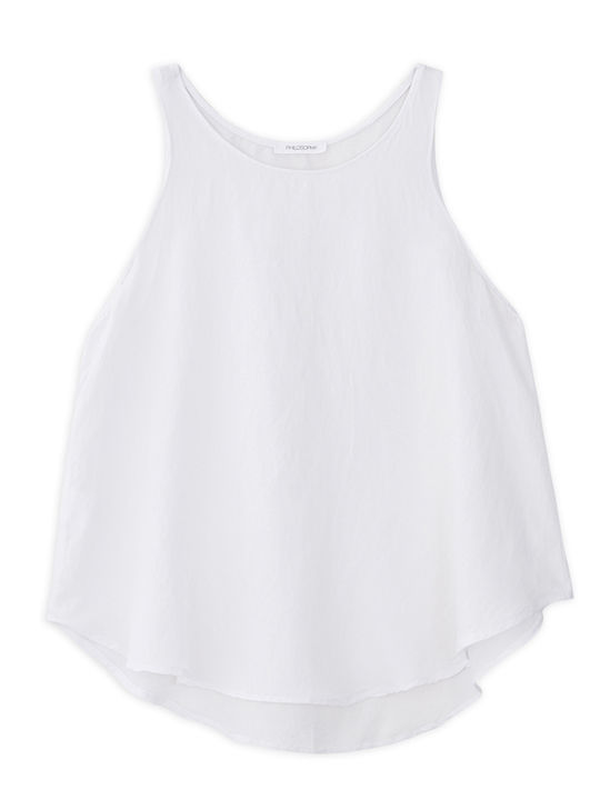 Women's Summer Blouse Linen Sleeveless White