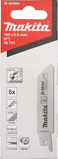 Makita Makita Reciprocating Saw Blade Bim 100x0.9mm 5 Pieces Metal 1.5-4.0mm