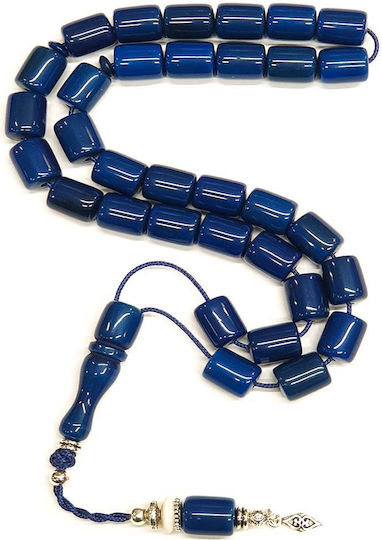 Roloi Komboloi Resin Worry Beads with 33 Beads Blue 40cm