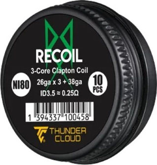 Thunder Cloud 3 Core Fused Clapton Coils Ni80 10pcs 0.25ω