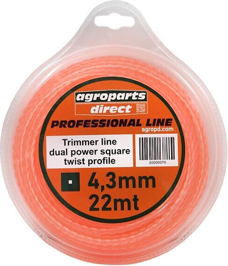 Agroequip Professional Line Brush Cutter Trimmer Line Square Twist Length 20m and Thickness 3.3mm