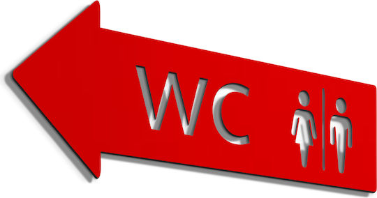 Σήμανση ''wc Left_2'' 20x7 Εκ Κόκκινο Ακρυλικό Πλαστικό Πάχους 3mm Νο5881321