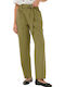 Damen Hoch tailliert Stoff Hose mit Gummizug Olive