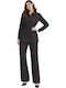 Women's Black Set with Pants with Elastic in Loose Fit