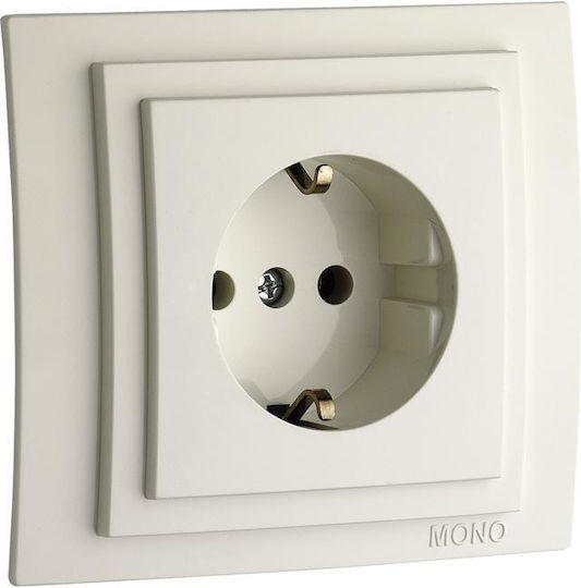Mono Electric Μονή Χωνευτή Πρίζα Ρεύματος Λευκή