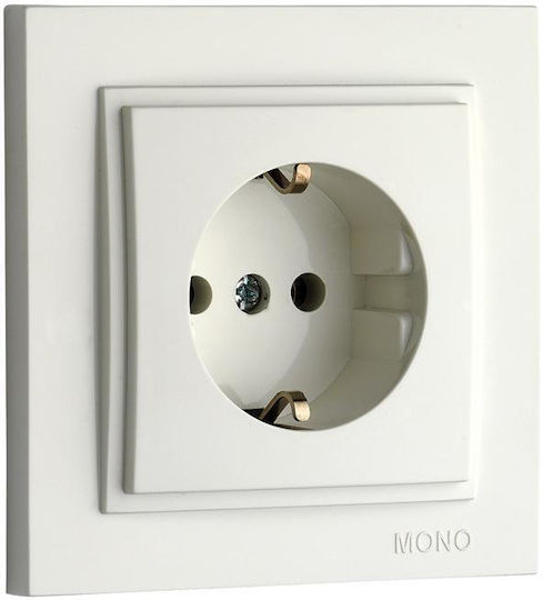 Mono Electric Μονή Χωνευτή Πρίζα Ρεύματος Λευκή