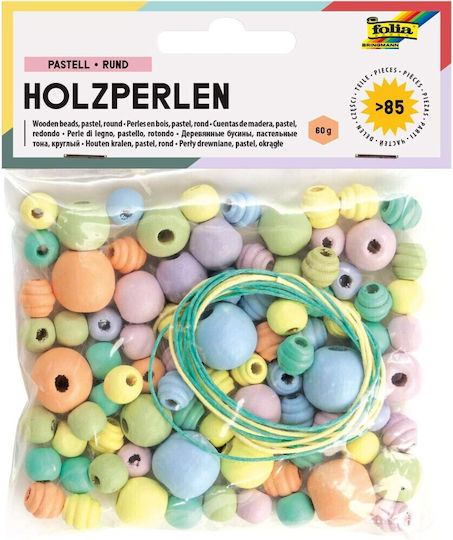 Mărgele Folia Lemn Pastel Asortate 85 Buc 50 Gr