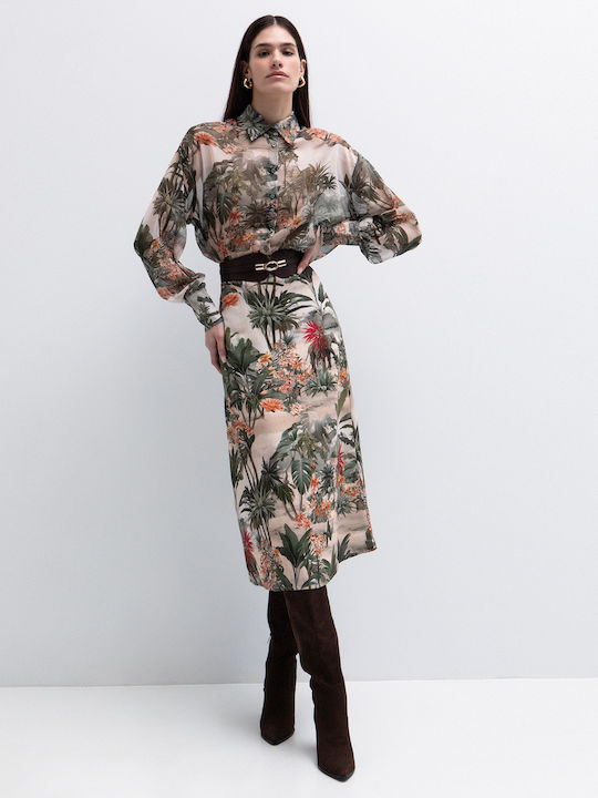 Midi Skirt Floral Tropical