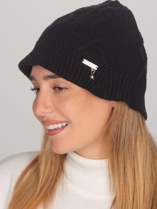 Beanie Γυναικείος Σκούφος Πλεκτός σε Μαύρο χρώμα