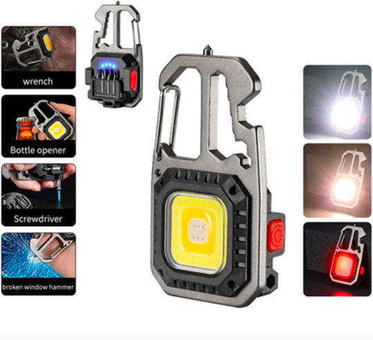 Andowl Rechargeable Keychain Flashlight LED with Maximum Brightness 600lm Black