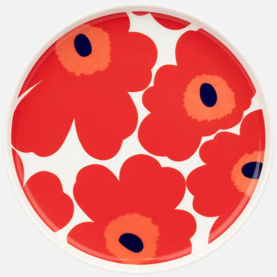 Marimekko Shallow Ceramic White Plate with Diameter 20cm