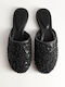 Flat Mules in Black Color