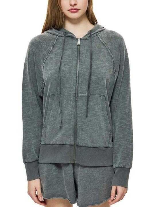 Dirty Laundry Ζακέτα Vintage Grey με Κουκούλα