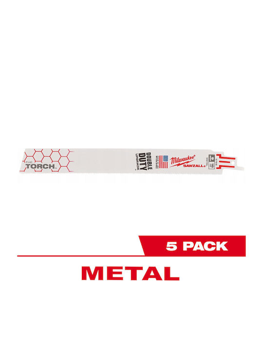 Milwaukee 48004789 Metal Reciprocating Saw Blades 300mm/18tpi 5 Pieces